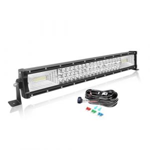 Willpower Barre LED Incurvé 56cm 22'' 270W con Câblage Rampe LED Spot et Flood Bar a LED 12V 24V Étanche Projecteur LED Longue Portée Feux Phare de Travail LED pour 4x4 Voiture Camion Tracteur Bateau (YZ-EU, neuf)