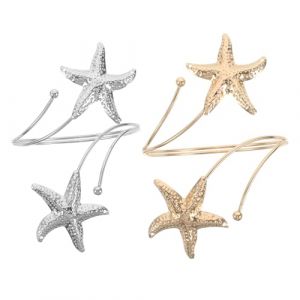 Uonlytech Bracelet de bras en m&eacute;tal (lot de 2) Bracelet sup&eacute;rieur ajustable - d&eacute;coratif &agrave; motif d'&eacute;toiles tourbillonnantes - de bras style marin pour robe de plage ou de soir&eacute;e. (Vivinacy, neuf)