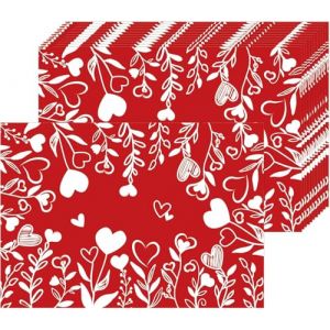 Lot de 50 Sets de Table en Papier Saint-Valentin, Coeur de Rouge Sets de Table jetable, 40x28 cm, d&eacute;coration pour Cuisine, Vacances, f&ecirc;te (Ysound, neuf)