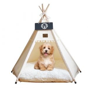 Vinnypet Chien Tente avec Coussin en Peluche Niches &agrave; Chat Tipi Tente pour Animaux de Compagnie Maisons pour Chat avec Petit Tableau Noir 50x50x60cm (Vinnypet, neuf)