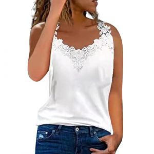 Débardeur Femme Tankinis Femme Caraco Femme Dentelle Gilet sans Manches Femme Caraco Satin Femme Debardeur Femme Débardeur Femme Debardeur Femme Chemisier Femme Chic Et Élégant Débardeur Blanc M (JKUYWDA, neuf)