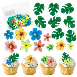 83 Pièces Décoration de Gâteau,35 Fleurs Comestibles Décoration Gateau,48 Feuille de Tortue Cake Toppers,Gluant Papier de Riz Décoratif Gâteau pour Mariage Anniversaire fête Prénatale (LIJINTU LIMITED, neuf)