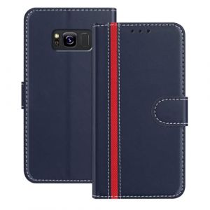 Mo-Beauty Coque Compatible avec pour Samsung Galaxy S8,Cuir PU Portefeuille Rabat Clapet Case [Fermeture magn&eacute;tique] [3 Porte Cartes] [ Antichoc Stand ] Etui pour Samsung S8(Bleu) (Yellow & Valley, neuf)