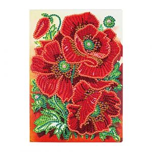 DCIDBEI Carnet de Notes 5D &agrave; Faire Soi-m&ecirc;me Carnet Croquis A5 Blanko Diamond Painting Fleurs Coquelicots Enfants Avec Strass Carnet Secret Fille Notebook pour Fournitures Scolaires (BEIMIN, neuf)