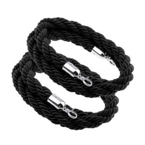 eupdd 2 Pi&egrave;ces Cordon de d&eacute;limitation Noir: 1,5m Cordes de Barri&egrave;re Noir, avec Crochet en Acier Inoxydable, pour les h&ocirc;tels, les banques, Syst&egrave;me de Guidage des Personnes, Corde de Poteau (EUPDD, neuf)