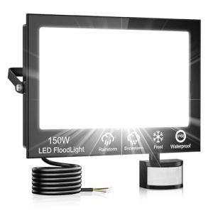 Projecteur LED Ext&eacute;rieur 150W avec D&eacute;tecteur et T&eacute;l&eacute;commande,6500K Blanc Froid Spot LED Ext&eacute;rieur,15000LM Eclairage Exterieur avec Detecteur,IP66 &Eacute;tanche Projecteur Exterieur pour Jardin Garage (Bestern, neuf)