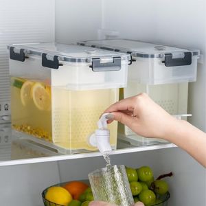 MUXHEL 2 pi&egrave;ces Distributeur de boissons en plastique avec robinet, seau r&eacute;frig&eacute;rant de 3,5 litres, distributeur de limonade avec plaque filtrante amovible pour jus, fruits et th&eacute; (MUXHEL, neuf)