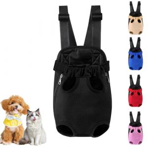 Sac &agrave; Dos R&eacute;glable pour Chiens pour 3.5-6.5 kg, Sac de Transport de Voyage Sac &agrave; Dos de Transporteur Ventral Poitrine pour Petit Chien Chiot Chat et Lapin (Noir, L) (JL.Shop, neuf)
