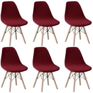 Housse de Chaise Scandinave en Velours Lot de 2 Housses de Chaise de Salle &agrave; Manger Extensibles Couverture Protection Chaises Scandinaves Lavable pour Cuisine Maison H&ocirc;tel Rose(Rouge de Vin,Lot de 6) (taiyuansuandashangmaoyouxiangongsi, neuf)