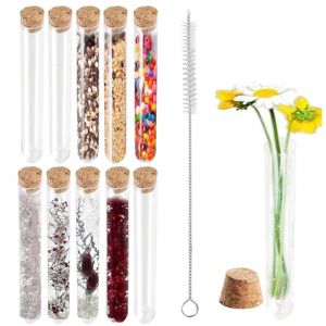 Tube à Essai avec Bouchon Liège,10pcs Tubes à Essai,Éprouvette Transparen,15ml Eprouvette,Tubes à Essai en Plastique,Tubes à Essai Transparents en Plastique,pour Bonbons Epice Plante Echantillon (QiaoQiHOUSE, neuf)