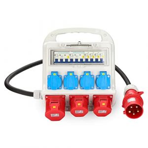 Tubiaz Coffret de Chantier 32A, Coffret Chantier 4x230V+2x16A 400V CEE+1x32A 400V CEE, Coffret électrique de Chantier LS - Répartiteur de courant fort IP44 (idealnation, neuf)