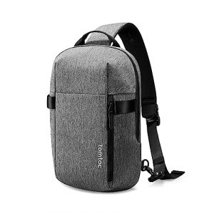 tomtoc Compact EDC Sling Bag, Sac à Bandoulière Minimaliste Crossbody pour 13" MacBook Air/Pro, 2024 13" iPad Pro M4, 13" iPad Air M2, Sac à Dos Résistant à L'eau, Usage Quotidien, Travail, Gris (tomtoc EU Official, neuf)