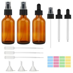Pavlleen 3 pièce Flacon Spray Verre Vide Brun,Flacon Pulvérisateur en Verre,PulvéRisation à Brume Fine Rechargeables De Voyage,pour les huiles essentielles,les Pharmacie,les parfums (PAVELANO, neuf)