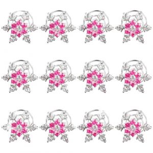 Umibow Lot de 12 épingles à cheveux en spirale en forme de flocon de neige - Pour mariage - Strass - Accessoires pour cheveux de mariée (rose) (Umibow, neuf)