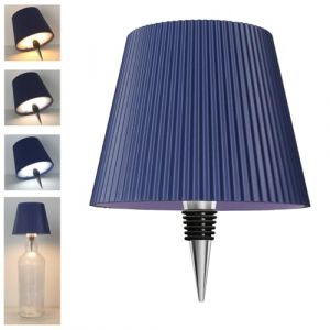 Beaeet lampe bouteille LED bleue, rechargeable USB-C, sans fil, IP54, 3 temp&eacute;ratures r&eacute;glables, pour bouteille en verre, table, balcon, terrasse, camping, f&ecirc;te (IEVASOL4U, neuf)