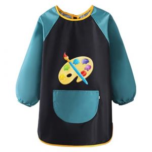 FAYAHAR Tablier Peinture Enfant, Blouse Peinture Enfant 7-11 Ans, Blouse Imperm&eacute;able, Tablier Manches Longues avec Poche, pour Coloriage, Cuisine, L'&eacute;cole Activit&eacute;s (Noir) (Shengcong, neuf)
