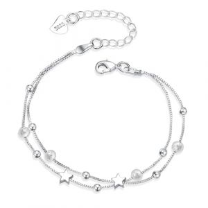 ALEXCRAFT Bracelet Argent 925 Femme, Bracelet &Eacute;toile EN Perlers, R&eacute;glable Bracelet, Bracelet Cadeaux Bijoux de No&euml;l Anniversaire Dipl&ocirc;m&eacute;, pour Femme, Fille (KISSPAT EU, neuf)