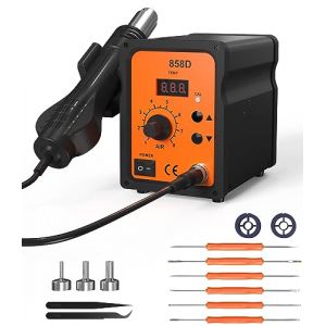 FAOKZE Station de soudage à air chaud 700W,858D Soudure a Air Chaud, Hot-Air Soldering Rework Station LED Digital affichage 100~480°C,Station reprise air chaud avec 3 buse pour BGA,SOIC,CHIP,QFP,PLCC (MAGRI MAURIZIO, neuf)