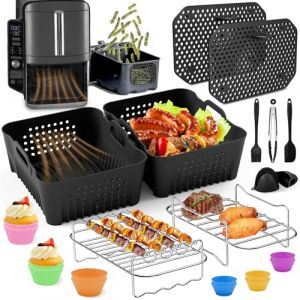 Silicone Moule Airfryer pour Ninja Double Stack XL 9,5L SL400EU, 23 Pcs Accessoires Air Fryer - SL400EU Protection Anti éclaboussures, Moule Air Fryer pour Ninja Dual Zone SL400EU 9,5L (YFKJEU, neuf)