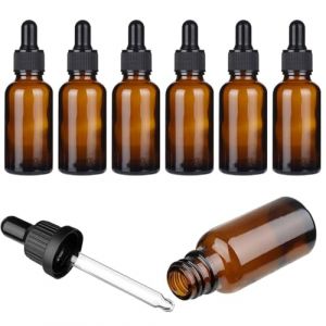 Flacon Compte Gouttes,6pcs Flacon Pipettes 30ml,Flacons Verre Marron,Petit Flacon Verre Ambré,Bouteilles Compte Gouttes,Verre Dropping Bottles,Bouteilles Verre Vide,pour Huiles Essentielles Parfums (Seaneene, neuf)