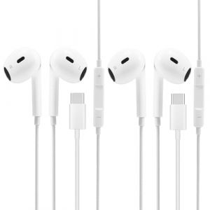 Lot de 2 &eacute;couteurs USB C pour Android, &eacute;couteurs intra-auriculaires avec c&acirc;ble USB C, &eacute;couteurs st&eacute;r&eacute;o HiFi avec microphone et contr&ocirc;le du volume, &eacute;couteurs intra-auriculaires pour PC, iPhone 16 15 (DaMai Trading, neuf)