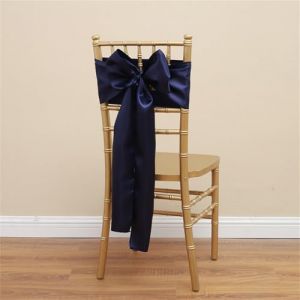 Highdi Rubans en Satin Tissu Housse de Chaise N&oelig;uds Papillon Ruban Ceinture N&oelig;uds de Mariage pour Fournitures de Ceremonie F&ecirc;te de Anniversaire D&eacute;coration (10 Pi&egrave;ces,Bleu Marine) (Highdi, neuf)
