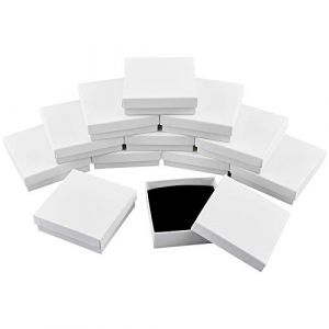 nbeads 12 Pcs Bo&icirc;te en Carton, 9.1x9.2x2.9 cm Coffret Cadeau en Papier Carr&eacute; Blanc Laiteux avec Couvercle et &Eacute;ponge pour Bijoux Pendentifs Colliers Bracelet Emballage Cadeau (ARRICRAFT FR, neuf)
