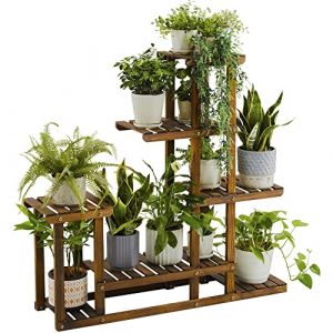 Yaheetech Étagère à Fleurs à 5 Niveaux Escalier pour Plantes Banc à Fleurs en Bois de Jardin Extérieur 97 x 96 x 25 cm (Yahee365, neuf)