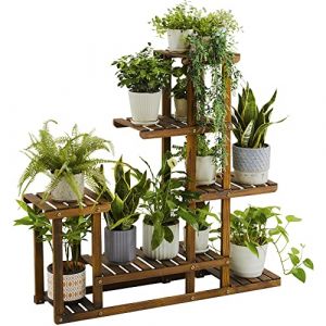 Yaheetech Étagère à Fleurs à 6 Niveaux Escalier pour Plantes Banc à Fleurs en Bois de Jardin Extérieur 97 x 96 x 25 cm (Yahee365, neuf)