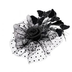 Bibi élégant décoré de fausses perles et papillon pour fête de mariage Accessoire de cheveux pour femme Bibi papillon pour mariage (Bogji, neuf)