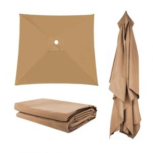 Auvent De Remplacement Pour Parasol 300&times;300cm 300x200cm 200x200cm 4/6/8 Baleines, Toile De Rechange Rectangulaire/ Carr&eacute;, Protection UV Durable Housse De Rechange Pour D&eacute;port&eacute; Parapluie(Khaki,3X3m) (DUYULIANG, neuf)