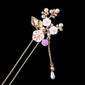 B&acirc;tons de cheveux, b&acirc;ton de cheveux, &eacute;pingles &agrave; cheveux chinoises, &eacute;pingle &agrave; cheveux b&acirc;ton de style r&eacute;tro longue frange &eacute;pingle &agrave; cheveux en bois b&acirc;ton de cheveux perles de perles Step Shake mari&eacute;e de (ZYHGDO, neuf)