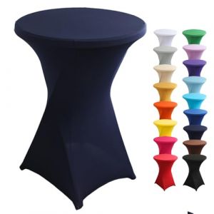 Highdi Housse Mange Debout - Housse de Table de Bar Bistrot Ronde Ø 60 cm/Ø 80 cm, Nappe Mange Debout pour Restaurant Bar Table Cocktail Banquet de Mariage Décoration (Bleu Marin,80x110cm) (Highdi, neuf)