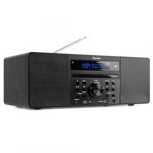 Audizio Prato Radio Dab+ et Lecteur CD avec Technologie sans Fil Bluetooth, &Eacute;cran LCD, Fonction Horloge et Veille, 2X Port USB, Entr&eacute;e AUX, Sortie Casque, T&eacute;l&eacute;commande Incluse, Couleur Noir (Sono Mat&eacute;riel, neuf)