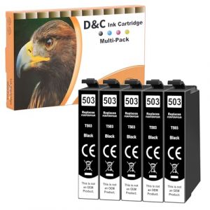 D&C Cartouches 503XL compatibles avec Epson 503 503XL Multipack pour Epson Expression Home XP-5200 XP-5205 XP5200 XP5205, Workforce WF-2960 WF-2965 WF2960 WF2965 WF-2960DWF WF-2965DWF &lrm;5 noir) (OnlineSales 365, neuf)