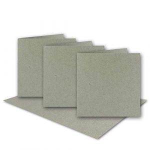 Lot de 500 cartes carr&eacute;es pliantes en papier kraft gris vintage, 150 x 150 mm, 15 x 15 cm, recyclables, 220 g, cartes pliantes vierges, durables, environnementales, par GUSTAV NEUSER (GUSTAV NEUSER GmbH, neuf)