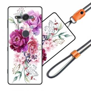 JEZSTHAI Coque Compatible avec Sony Xperia XZ2 Compact Housse Antichoc Souple avec Motif,&Eacute;tui de Protection en TPU Silicone Bumper Case avec Cordon de Collier R&eacute;glable,Motif*A02 (KARSTHAI, neuf)