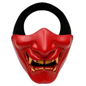 AOUTACC Demi-masque de protection pour airsoft en forme de monstre Kabuki pour bal masqué, fête, Halloween, jeux Rouge (MeiLu, neuf)