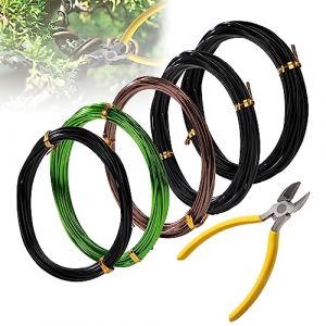 Bonsai Fil Aluminium 25m de Long avec Pince Coupante 1mm/1.5mm/2mm Fil Ligature Bonsai Anodisé Fils d'entraînement pour Arbre avec Bonsaï pour Jardinage DIY Travail Manuel (XIN-YUE, neuf)