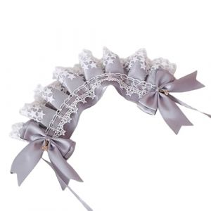 Accessoires for cheveux Lolita Fashion, serre-t&ecirc;te en fil gris, postiche n&oelig;ud, serre-t&ecirc;te femme de chambre, &eacute;pingle &agrave; cheveux for fille, serre-t&ecirc;te cosplay(White Gray) (FFNWFHZ, neuf)
