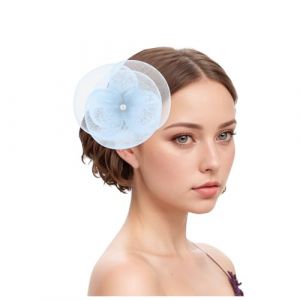 Chapeau bibi vintage pour femme - Voile de mariée - Accessoire de cheveux - Plume - Voile - Banquet - Chapeau en maille - Barrettes à cheveux élégantes - Pour carnaval, cocktail, thé (Woybda, neuf)