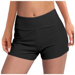 pvucpot Bas De Maillot De Bain Femme Noir Short de Bain Shorty Sport Shorts de Plage Bas de Maillot Taille Haute Couleur Unie Bas de Maillots Ventre Plat &Eacute;t&eacute; Short Bikini de Plage (goodups, neuf)