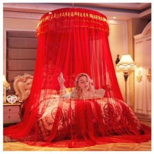 Balakaka Moustiquaire de Lit Hauteur 3 Mètres, Grande Romantique Moustiquaire en Dôme pour Lits Simples et Doubles, Anti-Moustique Moustiquaire à Mailles Serrées Couverture 12,5 m, Rouge (BESTLINK TECHNOLOGY S.R.L., neuf)
