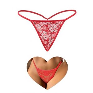 sunshinelady Mini String Femme Sexy Chic Hot Ficelle String Dentelle Grande Taille Basse Culotte Transparente sans Couture Tanga Invisible sous Vetements Feminins G String Bikini Rouge XXL (Sunshinelady, neuf)