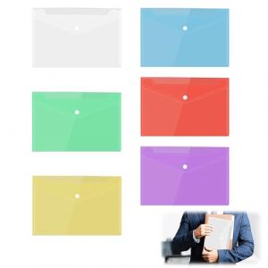 6PCS Pochette Plastique A5, Petite Pochette En Plastique &agrave; Bouton Pression A5, Transparentes Pour Bureau &Eacute;cole Maison Rangement et Classement de Documents (Funver, neuf)