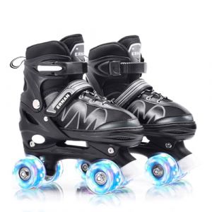 ERNAN Roller Filles et Garçons, Patin à Roulette 4 Taille Réglable, Quad Avec 8 Roues Lumineuses, Pour Enfants Débutants (White, M) (ERNAN STORE, neuf)