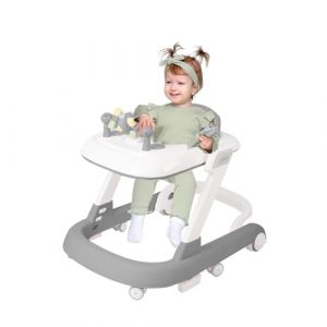 Trotteur Babywalker 2 en 1 Chariot d'éveil et de marche Trotteur - avec 6 roulettes, musique (60 * 55 * 70cm,gris) (Willanmd, neuf)