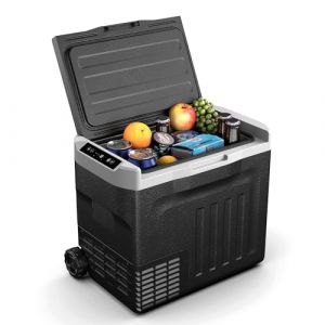 KLARSTEIN PolarForce 40L Glacière - Glacière électrique à Compression, LCD, -20°C à 20°C, Roues Tout-Terrain, poignées Doubles, Protection de la Batterie, idéale pour Camping & Voyages, congélateur (Klarstein France, neuf)