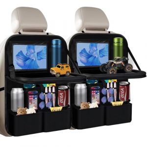 Kunaxku 2 Pi&egrave;ce Protections Dossier de Si&egrave;ge Voiture, Protege Siege Voiture Enfant, Organisateur voiture Enfant, Imperm&eacute;abl Rangement avec Plateau de Voyage et Poche Transparente, Noir (suurtuurkeer OU, neuf)