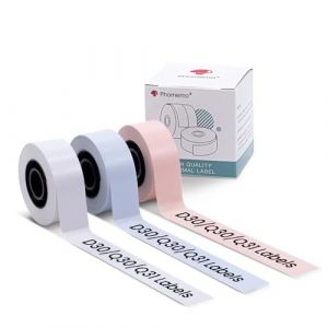 Phomemo Q31/Q30 Étiquettes 15 mm x 6 m, papier sans fin, vierges lavande blanche, rose Étiquettes thermiques pour Phomemo Q31/Q30S/Q30 etiqueteuse (Bekhuz, neuf)